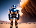 Cyberbot in desert storm - AI generated artwork