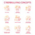 Cyberbullying concept icons set