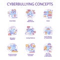 Cyberbullying concept icons set Royalty Free Stock Photo