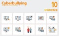 Cyberbullying icon set. Collection of simple elements such as the cyberstalking, blocking, deception, doxxing, harch