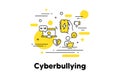 Cyberbullying line icon. Online gossip, hate and bully concept illustration. Vector