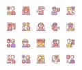 Cyberbullying RGB color icons set Royalty Free Stock Photo
