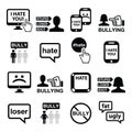 Cyberbullying vector icons set