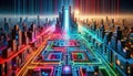 Cybercity background. The Luminous Intersection of Urban Expansion and Digital Networks Royalty Free Stock Photo