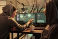 Cybercrime, criminals hacking server, stealing analytics data Royalty Free Stock Photo