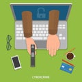 Cybercrime flat vector concept. Royalty Free Stock Photo