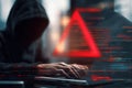 Cybercriminal hacking computer system during digital attack Royalty Free Stock Photo