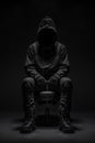 Cybercriminal at work dark web hacker breaches system in a dimly lit environment