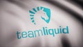 Cybergaming Team Liquid flag is waving on transparent background. Close-up of waving flag with Team Liquid cybergaming
