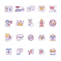 Cyberharassment RGB color icons set Royalty Free Stock Photo