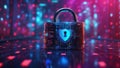 Cyberlock security padlock abstract cyber security data protection concept Royalty Free Stock Photo
