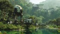 A cybernetic animal sanctuary where robotic and living creatures coexist and heal