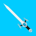 Cybernetic Blue Sword Illustration Icon, Isolated