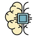 Cybernetic brain icon color outline vector