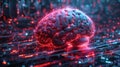 Cybernetic brain with neural networks - generative ai Royalty Free Stock Photo