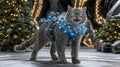 Cybernetic Cat Christmas Lights Festive Robot Royalty Free Stock Photo