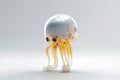 Cybernetic cute jellyfish robot with transparent glass body, 3D style digital illustration