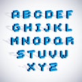 Cybernetic 3d alphabet letters, pixel art digital typescr