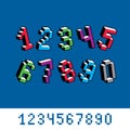Cybernetic 3d numbers, pixel art vector numeration. Pixel design