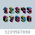 Cybernetic 3d numbers, pixel art vector numeration. Pixel design