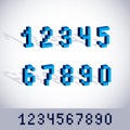 Cybernetic 3d numbers, pixel art vector numeration. Pixel design