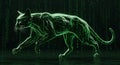 Cybernetic Digital Cat With Binary Code Matrix Effect, Futuristic AI Animal Royalty Free Stock Photo