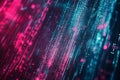 A cybernetic digital rain effect, featuring cascading streams of glowing AI-driven data, futuristic