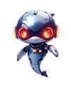 Cybernetic Dolphin Robot: Glowing Eyes, Metallic Sheen, Futuristic Art