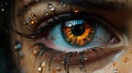 Cybernetic Enigma: Illuminating Eyes of a Female Cyborg Royalty Free Stock Photo