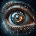 Cybernetic Eye with Cosmic Elements