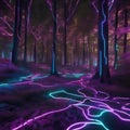 A cybernetic forest where trees are intertwined with neon lights and circuitry3