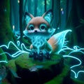 A cybernetic fox companion, Ai generated image Royalty Free Stock Photo