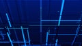 Cybernetic futuristic background. Matrix. Big data. Abstract perspective illustration. 3D rendering.