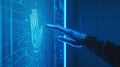 Cybernetic hand scanning futuristic biometric system
