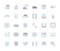 Cybernetic operation linear icons set. Augmentation, Integration, Robotics, Implant, Prosthetic, Enhancement, Interface
