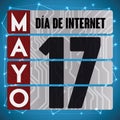 Cybernetic Reminder Calendar for Internet Day in Spanish, Vector Illustration