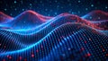 Cybernetic Tidal Wave An Abstract Symphony of Blue Matrix Code and Crimson Danger Signals AI Generated