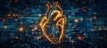 Cybernetic world digital masterpiece capturing the vibrant essence of human heart with technology Royalty Free Stock Photo