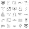 Cybernetics icons set, outline style