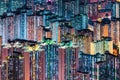 Cyberpunk abstract night scape of the urban area in Kowloon