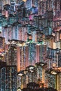 Cyberpunk abstract night scape of the urban area in Kowloon