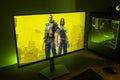 Cyberpunk 2077 action role-playing video game developed and published by CD Projekt cover on computer display