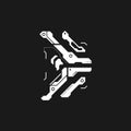 Cyberpunk arrow. Cyberpunk interface element. Futuristic pointer, direction. Tech style arrow for design of game UI