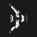 Cyberpunk arrow. Futuristic tech interface element. Cyberpunk pointer, direction. Tech arrow for design of game UI Royalty Free Stock Photo