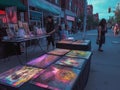Cyberpunk artist selling holographic art