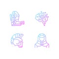 Cyberpunk augmentations gradient linear vector icons set