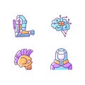 Cyberpunk augmentations RGB color icons set