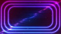 Cyberpunk background. Retro future neon glow. Glowing rounded rectangles. Dark backdrop. Old grain effect. Digital glitch