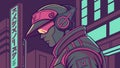 Cyberpunk character profile, futuristic tech vector design Generative AI