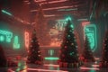 Cyberpunk Christmas 3D illustration of Christmas, New Year